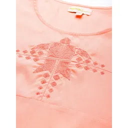 Anouk Women Peach-Coloured Quirky Embroidered Thread Work Kurta image 2