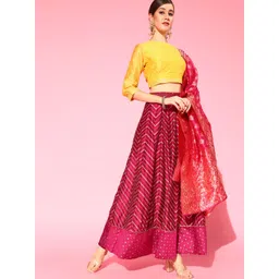 Anouk Women Pink & Yellow Embellished Ready to Wear Lehenga & Blouse With Dupatta-image-44