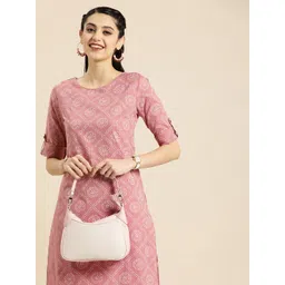 Anouk Women Pink Bandhani Printed Summer Sheers Kurta-image-0