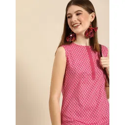 Anouk Women Pink Ethnic Motifs Printed Regular Pure Cotton Kurta with Trousers-image-48
