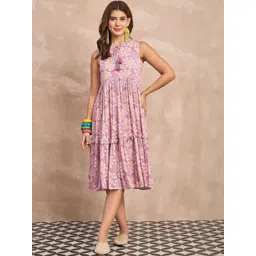 Anouk Women Pink Floral Printed Dress-image-43