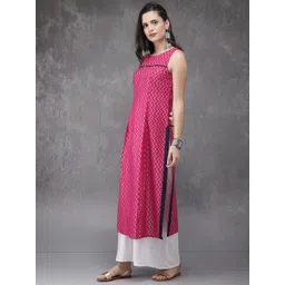 Anouk Women Pink Printed Straight Kurta-image-42