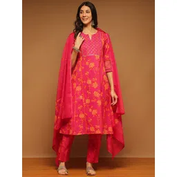 Anouk Women Printed Panelled Gotta Patti Pure Cotton Kurta with Trousers & With Dupatta-picture-39