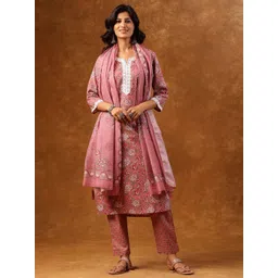 Anouk Women Printed Pure Cotton Kurta with Trousers & Dupatta-picture-20