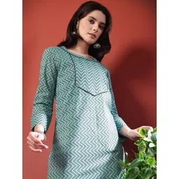 Anouk Women Printed Regular Pure Cotton Kurta with Trousers-picture-18