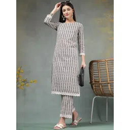 Anouk Women Printed Regular Pure Cotton Kurta with Trousers-picture-11