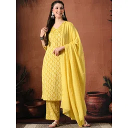 Anouk Women Printed Regular Pure Cotton Kurta with Trousers & With Dupatta-picture-24