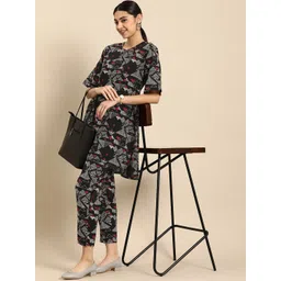 Anouk Women Printed Regular Pure Cotton Kurta with Trousers image 1