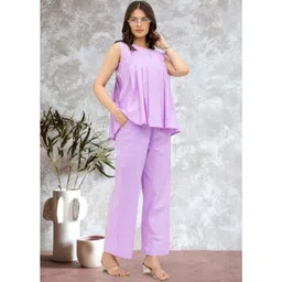 Anouk Women Pure Cotton Pleated Top With Trousers-picture-15