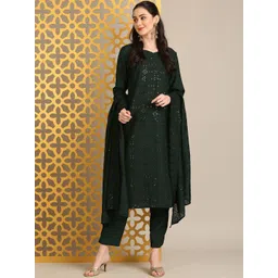 Anouk Women Regular Sequinned Kurta with Trousers & With Dupatta-picture-29