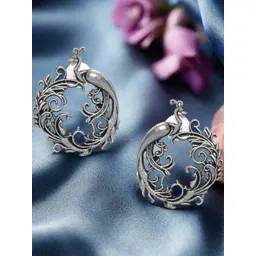 Anouk Women Silver Alloy Peacock Shaped Studs Earrings-picture-18