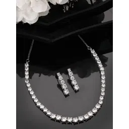 Anouk Women Silver Plated Cz Stone Handcrafted Jewellery Set-picture-26