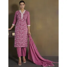 Anouk Women Striped Embroidered Cotton Kurta with Trousers & Dupatta-picture-16