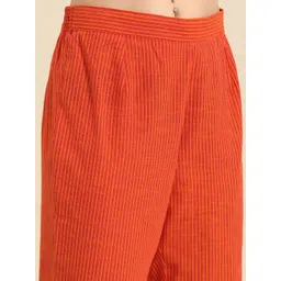 Anouk Women Striped Regular Pure Cotton Kurta with Trousers image 4