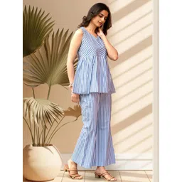 Anouk Women Stripes Pure Cotton Top & Trousers Co-ords Set image 4