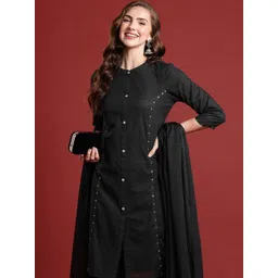 Anouk Women Woven Design Sequinned Pure Cotton Kurta with Trousers & With Dupatta-picture-13