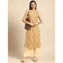 Anouk Women Yellow Printed Pure Cotton Kurta with Palazzos-picture-33