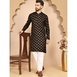 anouk mirage Anouk Rustic Ethnic Motifs Printed Mandarin Collar Sequinned Kurta With Pyjamas-picture-17