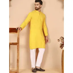 anouk mirage Anouk Rustic Men Ethnic Motifs Embroidered Regular Sequinned Kurta with Pyjamas-picture-26