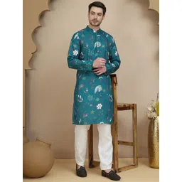 anouk mirage Anouk Rustic Men Floral Printed Kurta with Pyjamas-picture-28