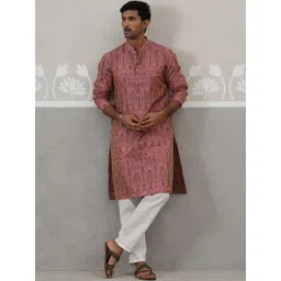 Anouk Mirage Men Ethnic Motifs Printed Mandarin Collar Straight Kurta with Pyjamas-picture-22