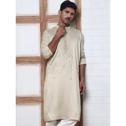 Anouk Mirage Men Geometric Embroidered Chikankari Kurta-picture-10