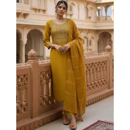 Anouk Mirage Women Ethnic Motifs Embroidered Regular Thread Work Kurta with Trousers & With Dupatta-picture-40