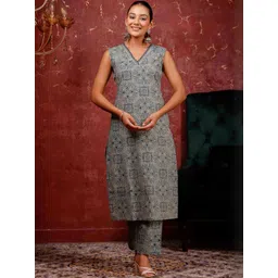 Anouk Mirage Women Ethnic Motifs Printed Cotton Kurta with Trousers-picture-18