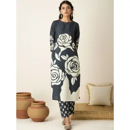 Anouk Mirage Women Floral Printed Regular Kurta with Trousers-picture-10