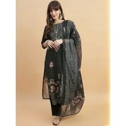 Anouk Mirage Women Floral Printed Regular Kurta with Trousers & With Dupatta-picture-13