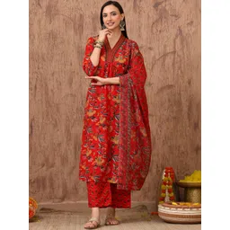 Anouk Mirage Women Floral Printed Regular Thread Work Kurta with Trousers & With Dupatta-picture-38