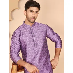 Anouk Rustic Men Floral Woven Design Festive Silk Straight Kurta-image-46