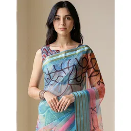 Anouk Rustic Abstract Printed Zari Organza Saree-picture-27