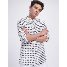 Anouk Rustic Animal Print Band Collar Roll-Up Sleeves Straight Kurta-picture-13