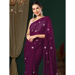anouk rustic Anouk Floral Embroidered Pure Georgette Saree-picture-18