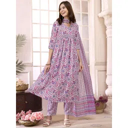 anouk rustic Anouk Floral Printed Empire Anarkali Kurta with Trousers & Dupatta-picture-30