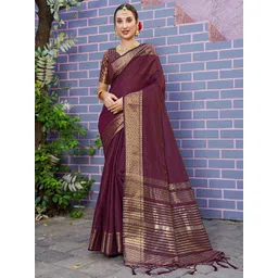 anouk rustic Anouk Magenta Solid Zari Organza Saree-picture-14