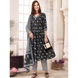 anouk rustic Anouk Women Floral Printed Regular Kurta with Trousers & With Dupatta-picture-14