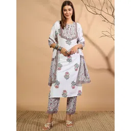 anouk rustic Anouk Women Floral Printed Regular Kurta with Trousers & With Dupatta-picture-40