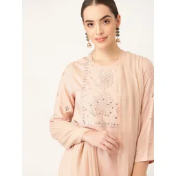 anouk rustic Anouk Women Peach-Coloured Yoke Design Mirror-Work Kurta with Trousers & With Dupatta-picture-21