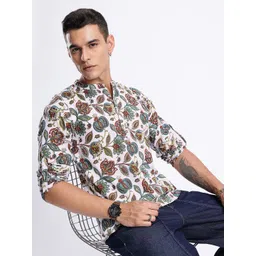 Anouk Rustic Band Collar Ethnic Motifs Printed Roll-Up Sleeves Kurta-picture-18