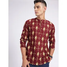 Anouk Rustic Band Collar Ethnic Motifs Printed Roll-Up Sleeves Kurta-picture-27