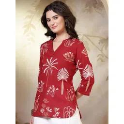 Anouk Rustic Botanical Printed V-Neck Pure Cotton Kurti-picture-34