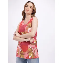anouk rustic Casual Sleeveless Printed Women Red Top-picture-11