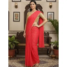 Anouk Rustic Checked Woven Design Zari Pure Chiffon Banarasi Saree-picture-36