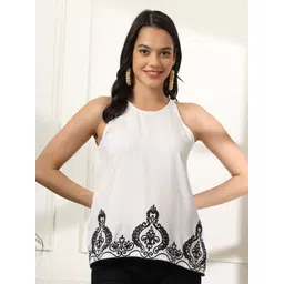 Anouk Rustic Embroidered Cotton A-Line Top-picture-42