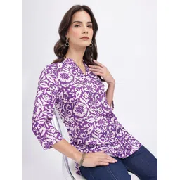 Anouk Rustic Ethnic Floral Printed Mandarin Collar Straight Kurti-picture-41