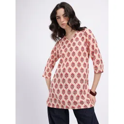 Anouk Rustic Ethnic Motif Printed V-Neck Straight Kurta-picture-25