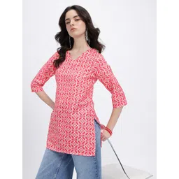 Anouk Rustic Ethnic Motif Printed V-Neck Straight Pure Cotton Kurta-picture-27