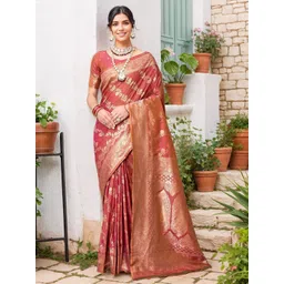 Anouk Rustic Ethnic Motif Woven Design Zari Banarasi Saree-picture-22